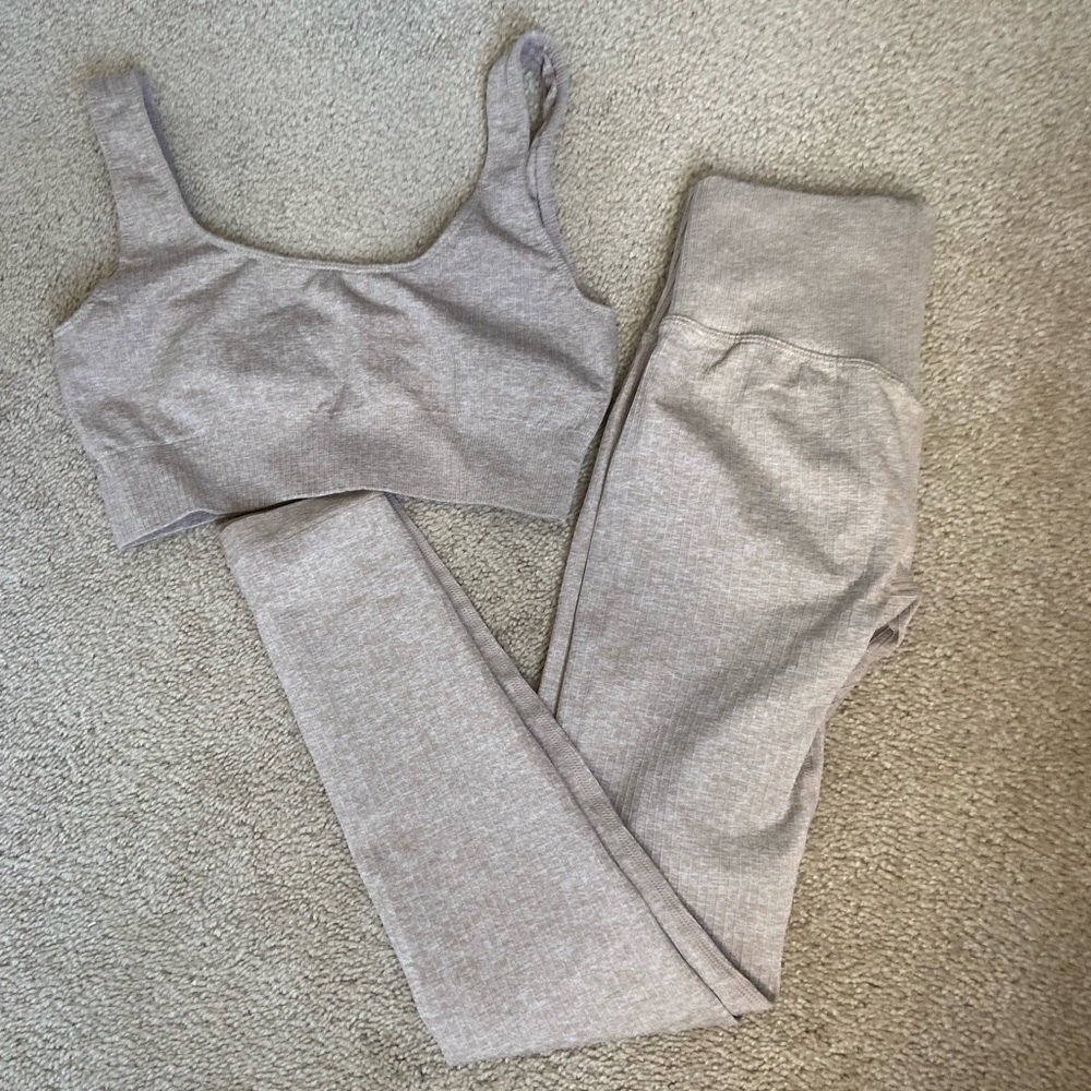 Beige workout out matching set